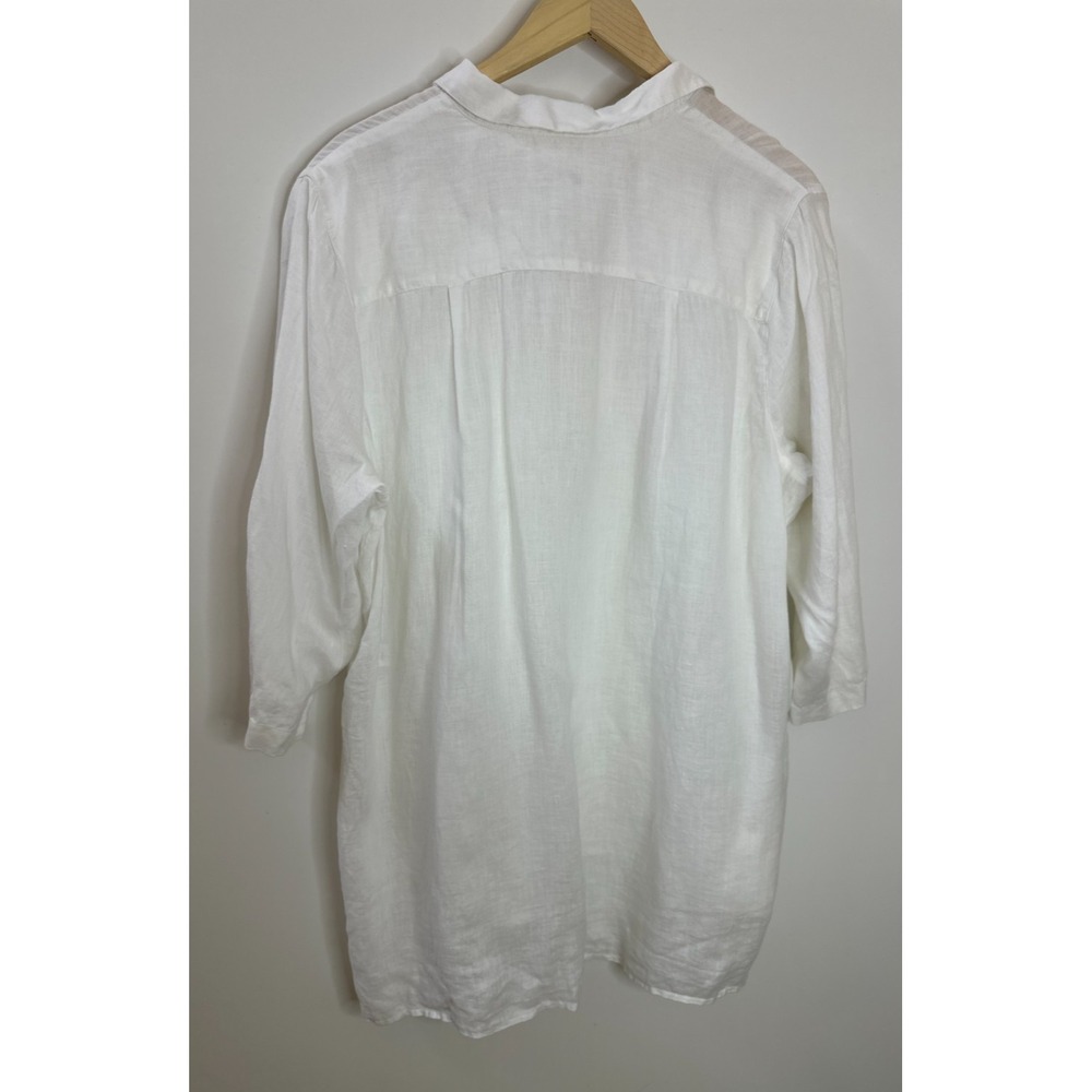 J. Jill Love Linen White Button Side Tunic Top Large Lagonlook Resort Coastal - Picture 9 of 10